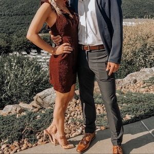 Lulus maroon ruffle cocktail dress